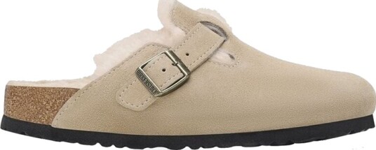 Birkenstock Boston Shearling Suede Leather/Fur Taupe Birkenstock Boston Shearling Suede Leather/Fur Taupe
