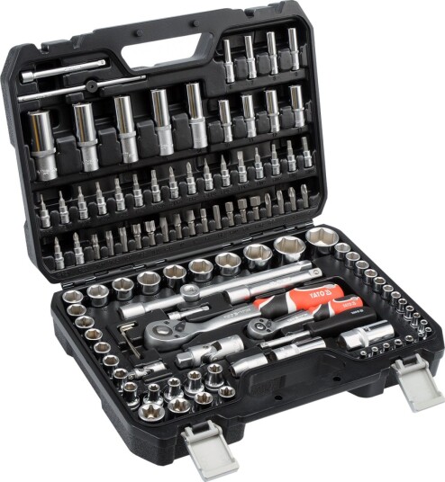 Yato Pipenøkkelsett 1/4" og 1/2" i Kromvanadiumstål, 32 deler, Sort/Rød