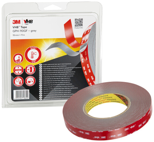 3M VHB Dobbeltklæb Tape GPH 110GF Grå 1,1x19mmx11m