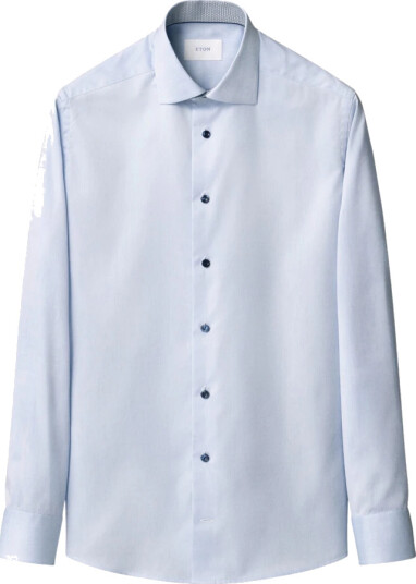 Eton Slim Fit Signature Twill Contrast Shirt Light Blue