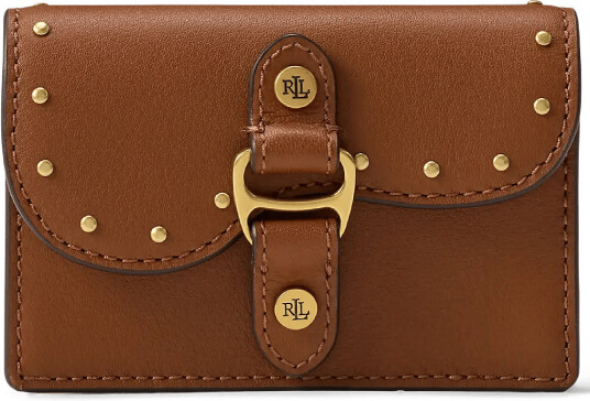 Lauren Ralph Lauren Studded Leather Small Tasha Card Case Brown ONE SIZE Lauren Ralph Lauren Studded Leather Small Tasha Card Case Brown ONE SIZE
