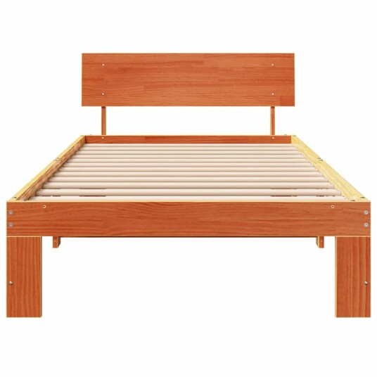  Sengestamme med hodegjerde Brun 90 x 190 cm Massivt furutre