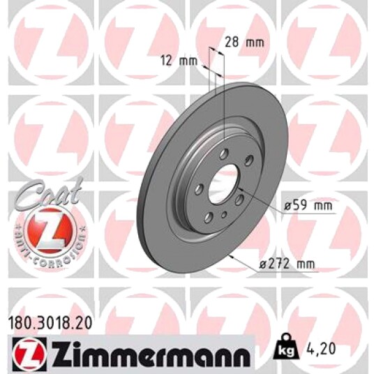 Bremseskive ZIMMERMANN 180.3018.20
