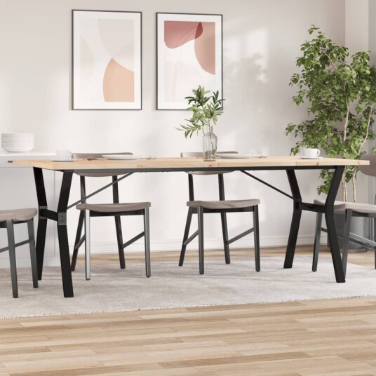  Spisebord Y-ramme 200x100x75,5 cm heltre furu og støpejern 3282789