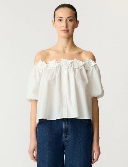 YAS Yasmanly Off Shoulder 2/4 Top White 36 YAS Yasmanly Off Shoulder 2/4 Top White 36