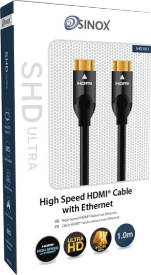 Sinox Ultrahd High Speed Hdmi Kabel Med Ethernet Hdmi Hann Til Hdmi Hann 1 M Svart 4K Støtte