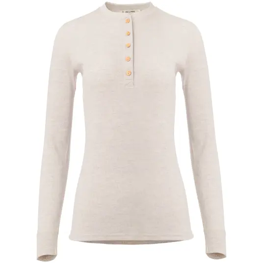 Aclima Women's WarmWool Granddad Shirt L, Beige Melange