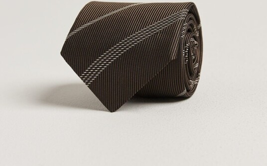 Canali Regimental Stripe Silk Tie Brown Canali Regimental Stripe Silk Tie Brown