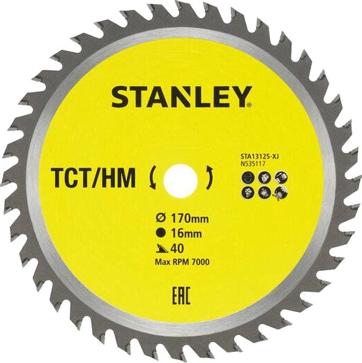 Stanley STA13125 Sirkelsagblad - 170x16mm, 40 tenner