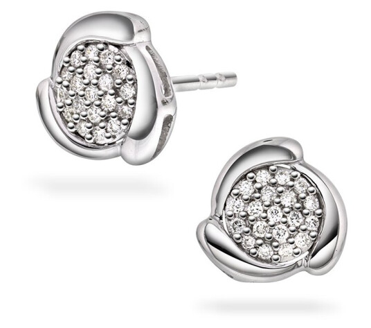 Pan Jewelry, Øredobber i 585 hvitt gull med diamanter 0,12 ct