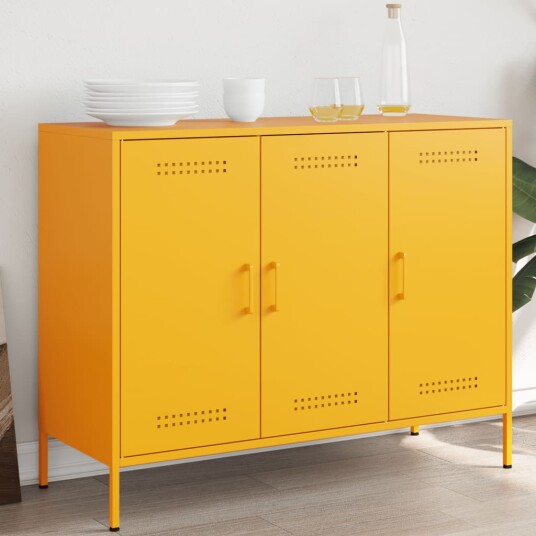 Skjenk sennepsgul 100,5x39x79 cm kaldvalset stål 8721102389894