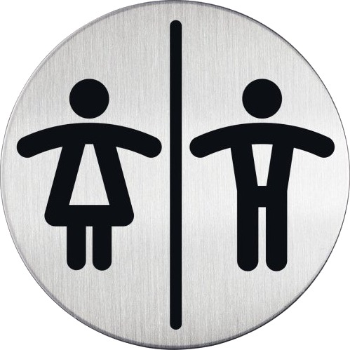 Symbolskilt Durable Wc Dame/Herre Ø83 Mm Metal Piktogram