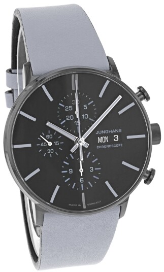 Junghans Herreklokke 27/4371.01 FORM A Chronoscope Sort/Lær Ø42 mm