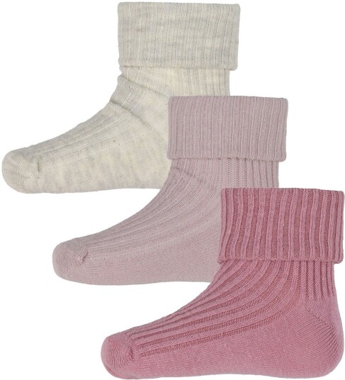 Minymo Baby Sock Rib (3 Pack) Pink 23-26 Minymo Baby Sock Rib (3 Pack) Pink 23-26