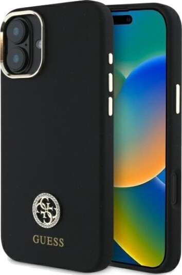 Guess Silikon Hardcase Strass 4G for iPhone 16 - Svart