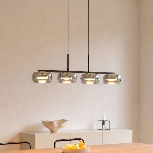 Pendellampe Lucande Martis dimmbar Svart Spisestue Glass Moderne 20 7 Svart