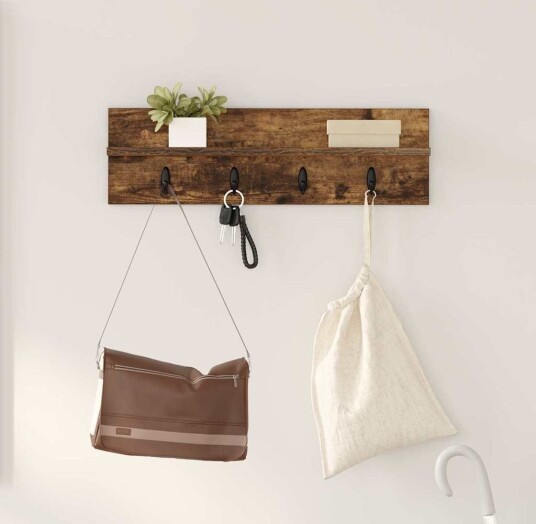  Vegghengt kleshenger Røkt eik 60 x 10.5 x 18 cm Konstruert tre