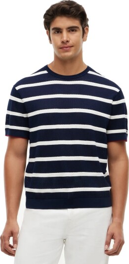 Tommy Hilfiger Dc Knitted Tee Txtre Breton Strp Navy XL