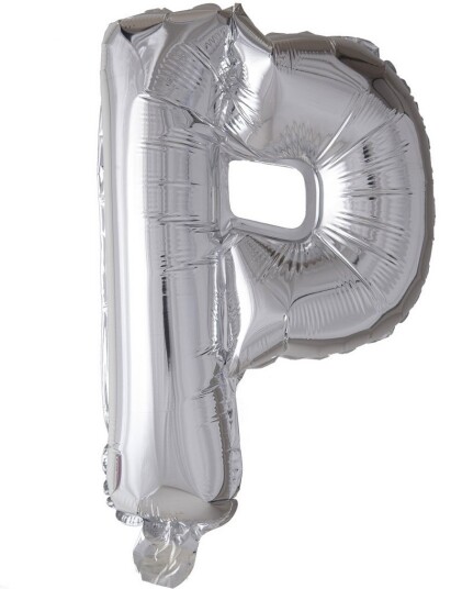Bokstaven P   Sølvfarget JUMBO Folieballong 102 cm