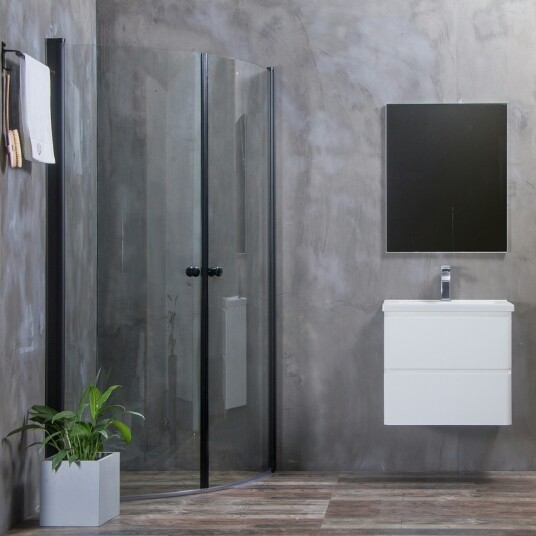 Dusjhjørne Bathlife Allsidig Rund Dør 45° Sort