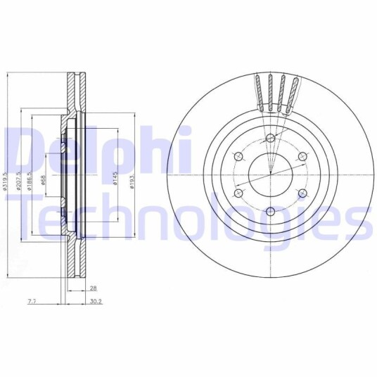 Bremseskive DELPHI BG4176C Bremseskive DELPHI BG4176C