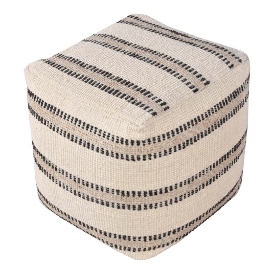 Bally puff håndvevd 40x40cm offwhite grå.