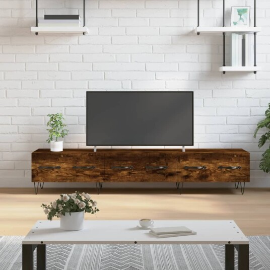 TV benk røkt eik 150x36x30 cm konstruert tre