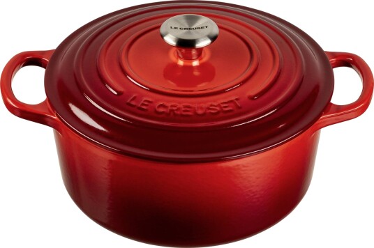 Le Creuset Signature Rund Gryte i St??pejern 22 cm Kirseb??rr??d