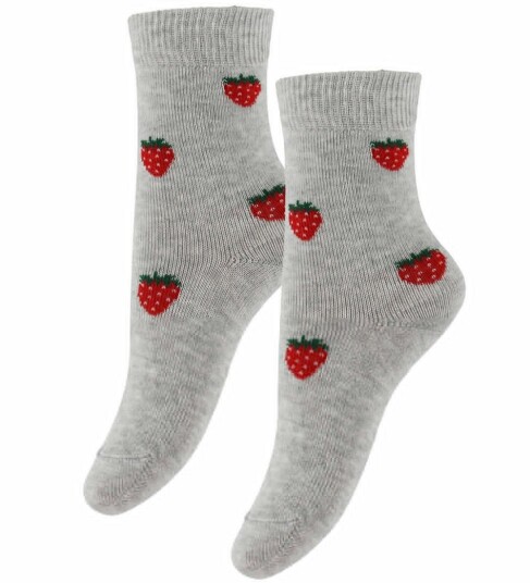 Fuzzies Sokker   2 pack   Light Grey m. Mansikka   Fuzzies   23/26   Sokker   Grå   23 26