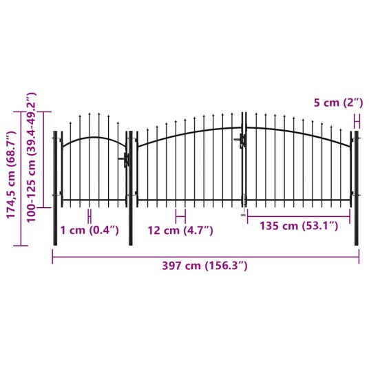 Hagegjerde stål 1,75x4 m svart Hagegjerde stål 1,75x4 m svart