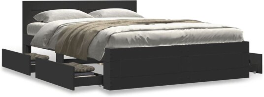 Sengeramme med hodegavl svart 135x190 cm konstruert tre 8721102856020