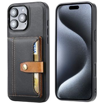 iPhone 16 Pro Max Retro Style Deksel med Lommebok Svart
