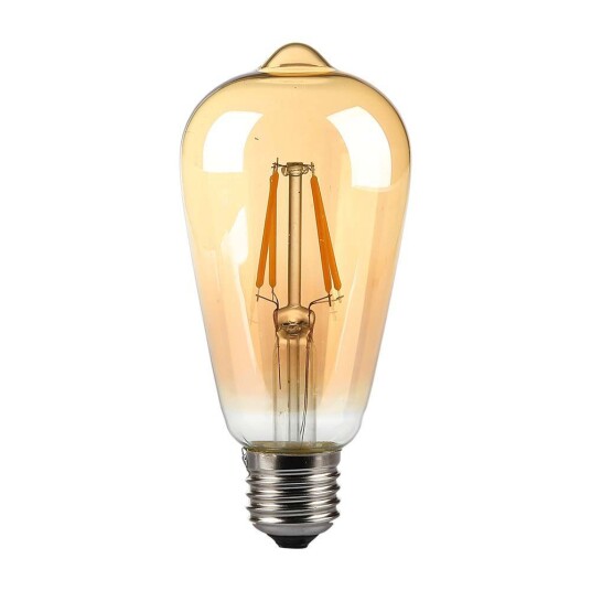 8W E27 LED pære   ST64 kulltråd ravfarget glass ekstra varm 2200K   Kulør : Ekstra varm