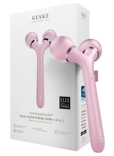 Geske 4In1 Sonic Roller For Ansikt Og Kropp Med App Rosa