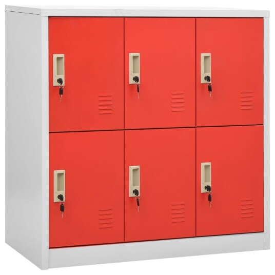 vidaXL Oppbevaringsskap lysegrå og rød 90x45x92,5 cm stål vidaXL Oppbevaringsskap lysegrå og rød 90x45x92,5 cm stål