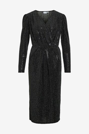 Vila - Kjole viFeste L/S Midi Dress - Svart