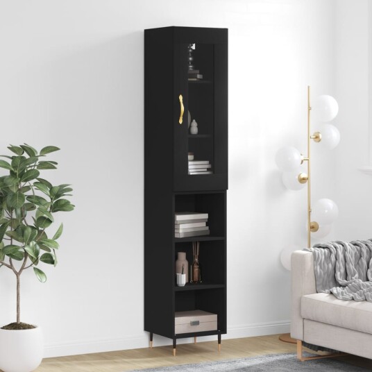 vidaXL Highboard svart 34,5x34x180 cm konstruert tre 8720845487683