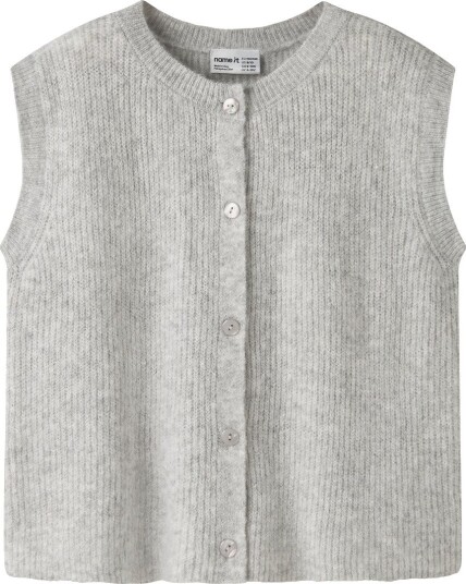 Name It Vest   Strikk   NkfOanja   Grey Melange   Name It   9 10 år (134 140)   Vest   Grå