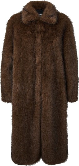 pieces - Fuskepelskåpe Pcjilla Long Fluffy Jacket Bc - Rød
