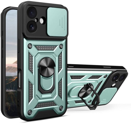 EIDERWOOD iPhone 17 Hybrid Håndverker Deksel m. Kickstand & Cam Slider Grønn