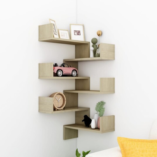 vidaXL Veggmonterte hj?rnehyller 2 stk sonoma eik 40x40x50 cm sponplate vidaXL Veggmonterte hj?rnehyller 2 stk sonoma eik 40x40x50 cm sponplate