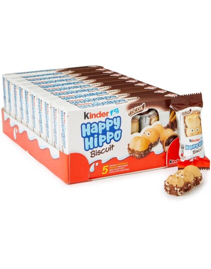 10 stk 5 pakninger Kinder Happy Hippo Cocoa Kjeks   Hel eske 1,03 kg