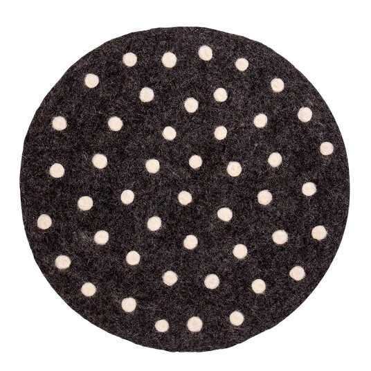 Afroart - Felt sittepute 37 cm svart prikkete
