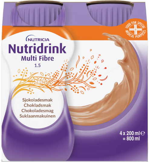 Nutridrink Multi Fibre Næringsdrikk Sjokolade 4x200 ml Nutridrink Multi Fibre Næringsdrikk Sjokolade 4x200 ml