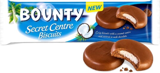 Bounty Secret Center Biscuits Sjokoladetrukkede Kjeks med Kokosfyll 132 gram
