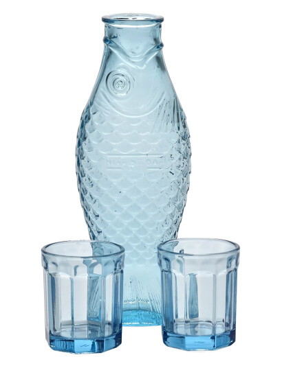 Serax Set Carafe + 2 Glasses M Blue Fish&Fish Blue 85 CL Serax Set Carafe + 2 Glasses M Blue Fish&Fish Blue 85 CL
