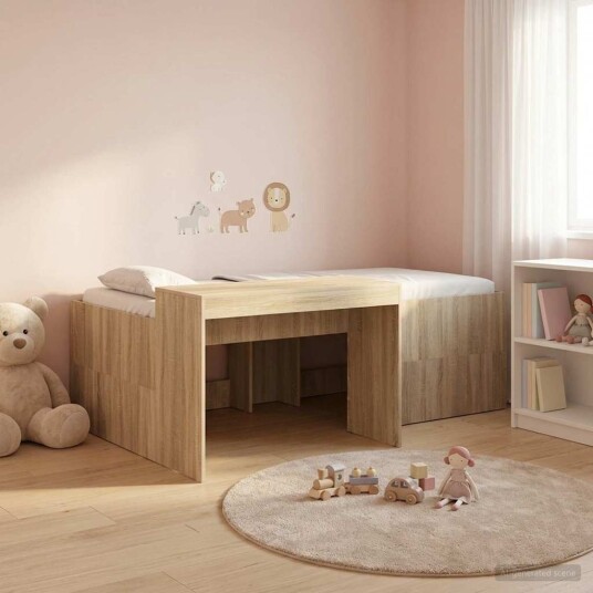 Barneseng med skrivebord Sonoma eik 90 x 200 cm Konstruert tre Barneseng med skrivebord Sonoma eik 90 x 200 cm Konstruert tre