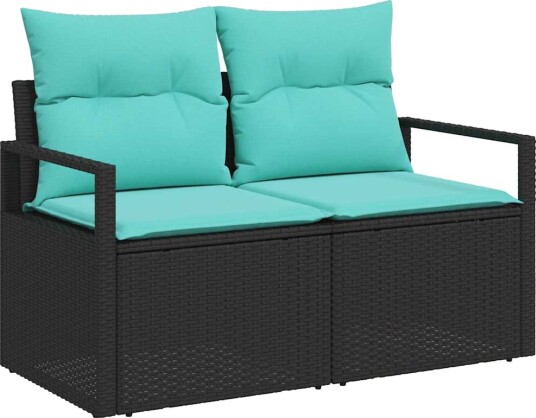 vidaXL Sofa sett 6 stk. Svart polyrotting