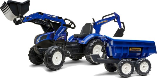 Falk New Holland Pedaltraktor Med Tilhenger, Blå