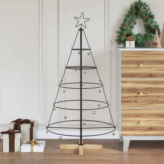 Julekjegle Tre med stativ Svart 125 cm Stål Julekjegle Tre med stativ Svart 125 cm Stål